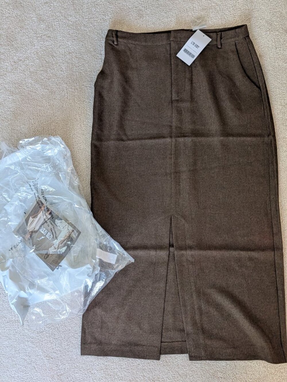 12th Tribe Tory Mocha Twill Midi Skirt Size XLXL - Picture 2 of 5